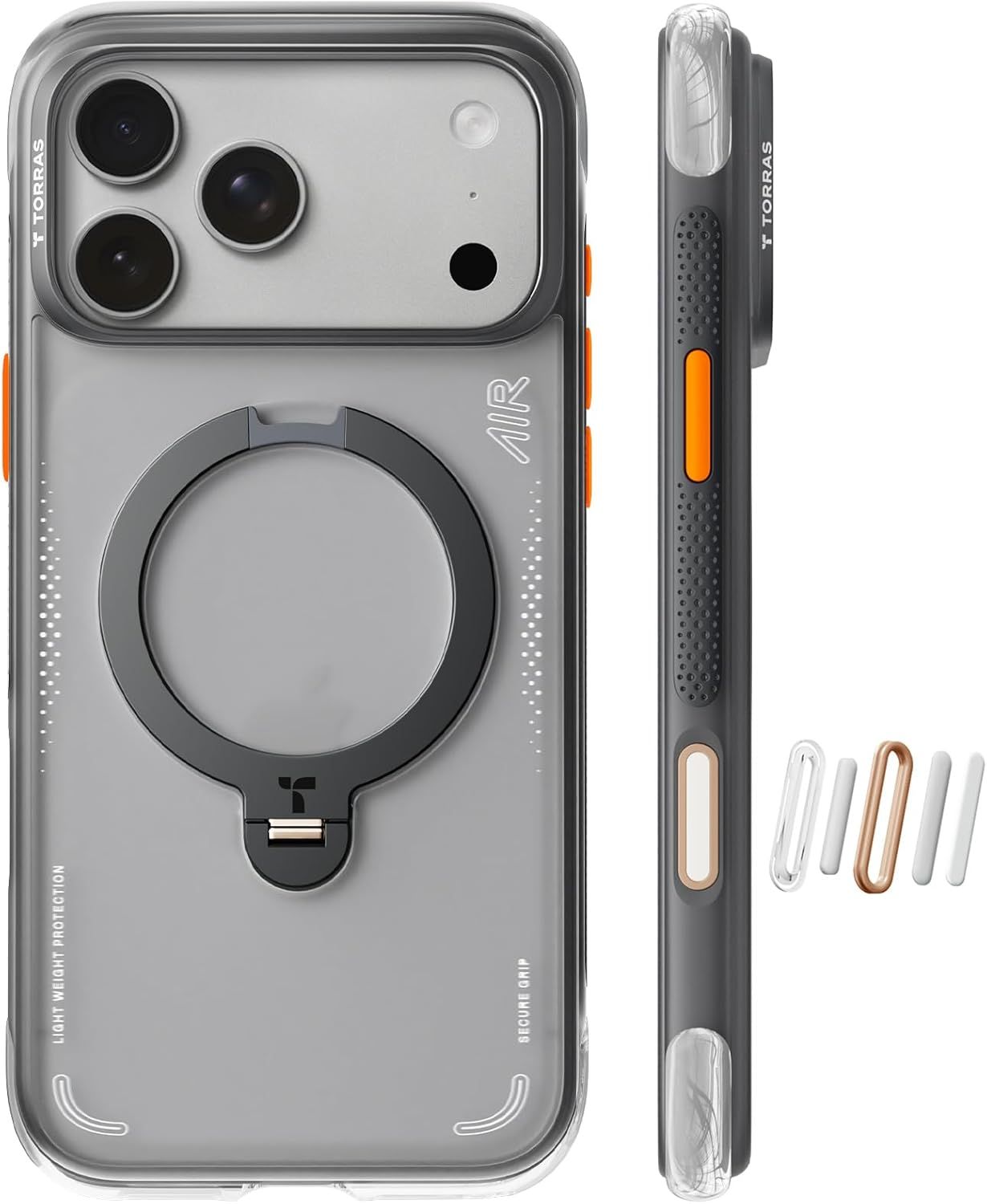 ЧехолTORRASOstandQ3AirдляiPhone17ProMaxсмагнитнымдержателемна360градусов,совместимыйсMagSafe,суправлениемкамерой,ударопрочный,6,9дюйма